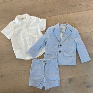 Janie and Jack Seersucker striped summer suit set